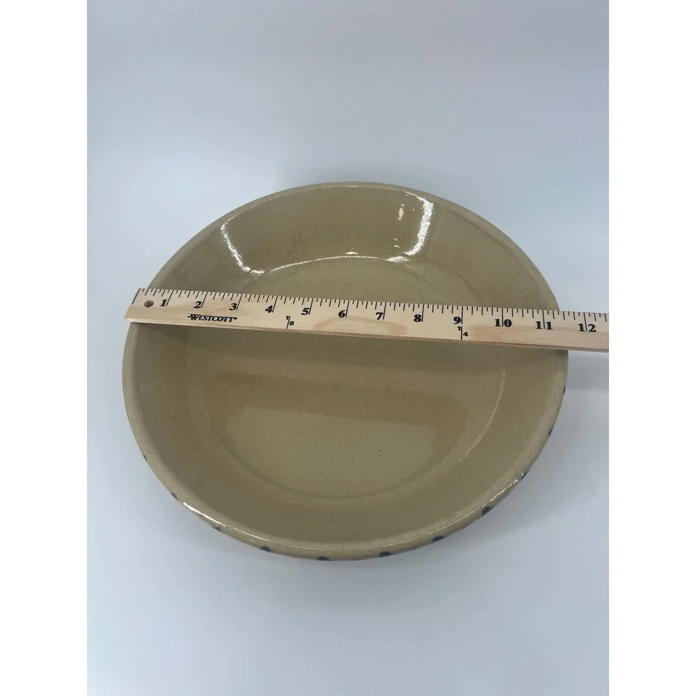 RRP Co Roseville Ohio USA Spongeware Pasta Bowl 12 Inch Blue Tan Stoneware